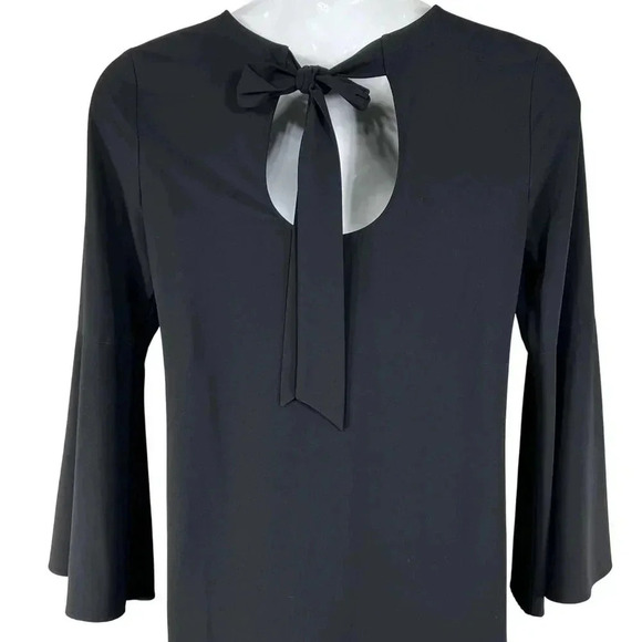 Halogen Womens M Bell Sleeve Black Dress Bow Back Minimalist Fairy & Whimsigoth - Picture 7 of 15